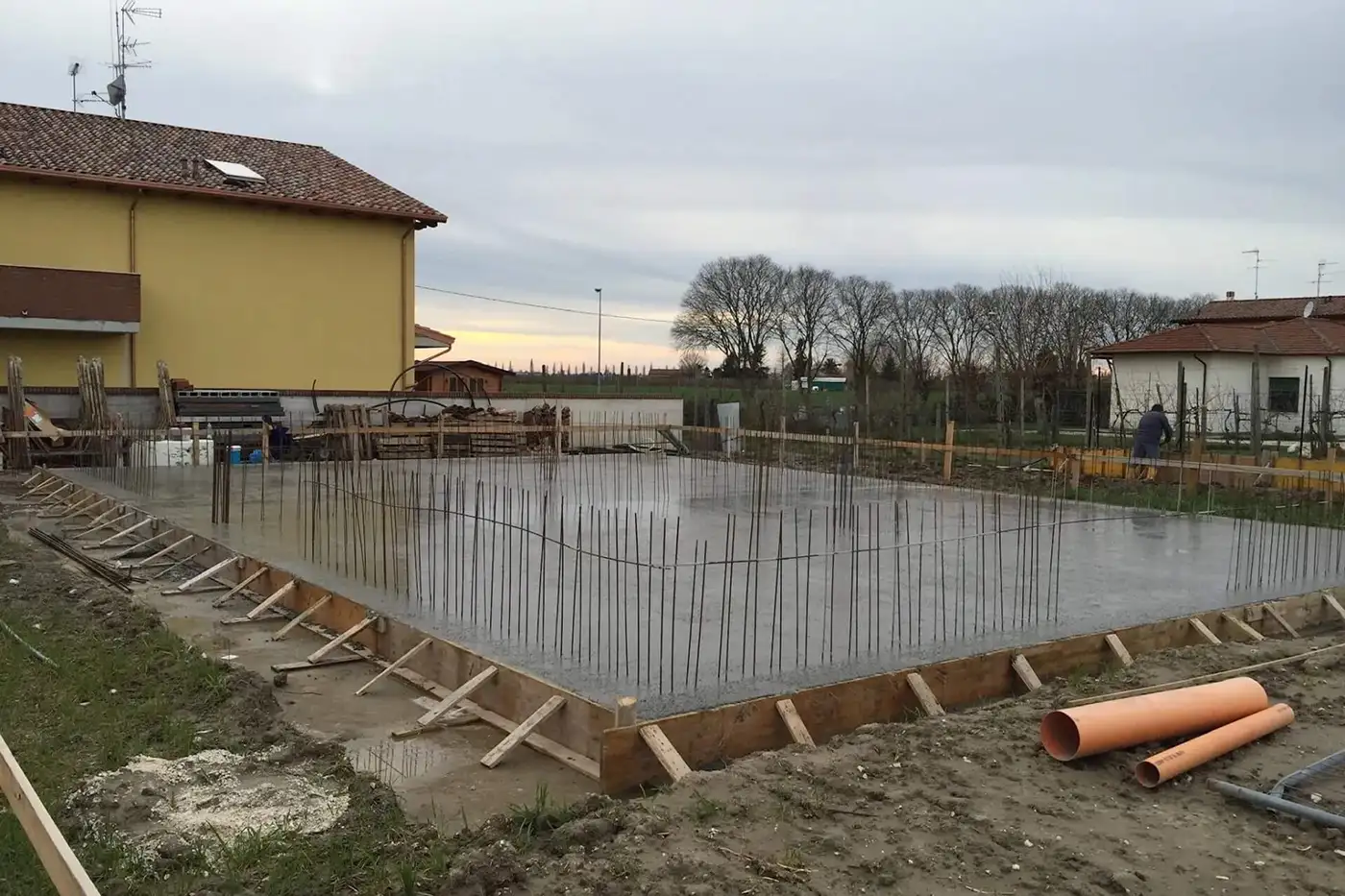 Cemento all’interno di fondamenta a Ferrara