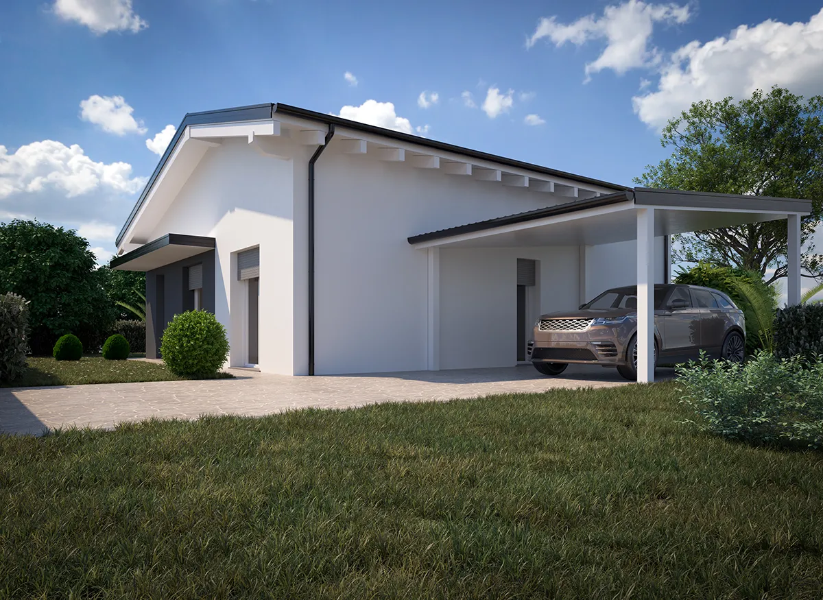 Box auto e giardino in una villa a Vigarano Mainarda