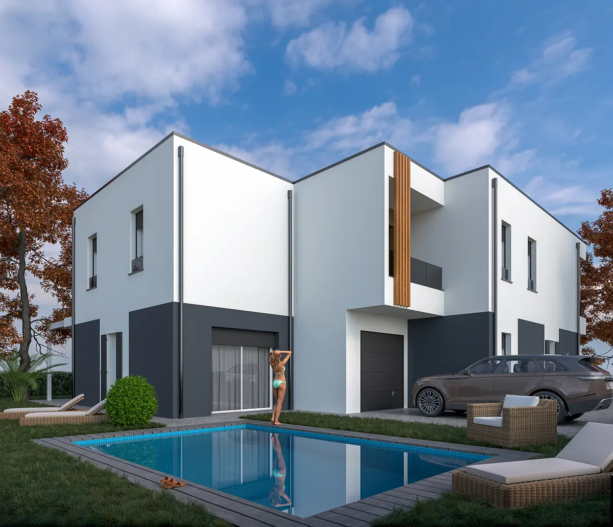 Villa trifamiliare in vendita con giardino e piscina